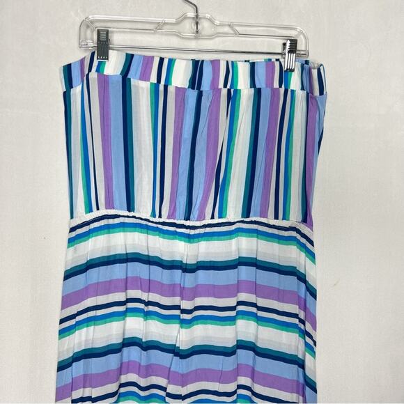 SWIMSUITS FOR ALL / Riley blue purple striped strapless swim cover up dress / 14 - Picture 4 of 8